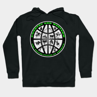 Country and Western Era Art - Green, Black and White Hoodie